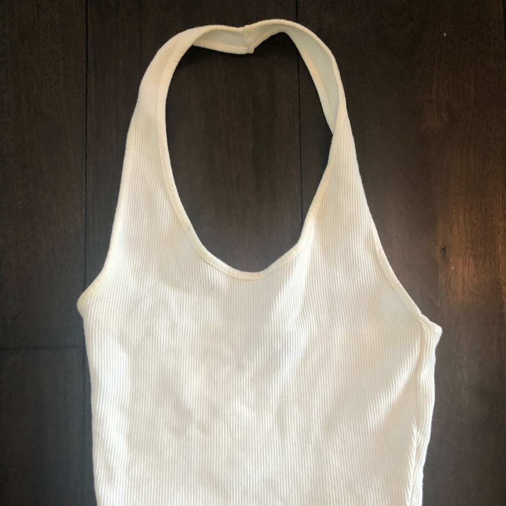 Top Shop White Halter Crop Top